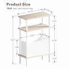 Narrow Side Table with Fabric Basket, End Table for Small Spaces, Slim Nightstand with 3-Tier Storage Shelf, Sofa Beside Table, for Living Room, Bed Room, Natrual Oak - color: Natrual Oak