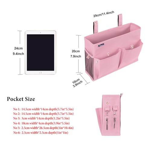 Surblue Caddy Hanging Organizer Bedside Storage Bag for Bunk and Hospital Beds, Pink, Small - color: Pink, size: Small