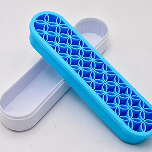 2 PCS Multi-Purpose Cosmetic Storage Box, Desktop Organizers Silicone Make Up Brush Storage Stand Desktop Storage Box for Brush,Eyeliner Pencil,Art Supplies, Painting Brush(Blue) - color: Blue