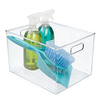 mDesign Plastic Storage Organizer Container Bin for Kitchen Organization in Pantry, Cabinet, Countertop Fridge, Refrigerator, and Freezer - Hold Food, Drink, or Snacks, Ligne Collection, 4 Pack, Clear - size: 12 x 10 x 8 (Pack of 4)