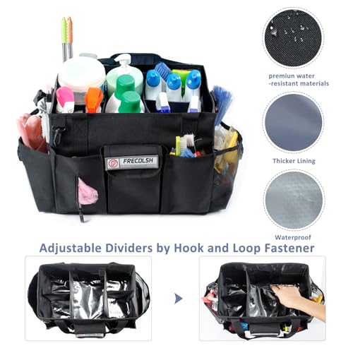 Cleaning Caddy for Cleaning Suppliers Organizer with Pockets for House Cleaning Essentials, Cleaning Organizer, Wearable Cleaing Bag Tote, Storage Caddy for Housekeeping - color: Black, size: Medium