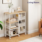 SWTYMIKI Kitchen Island Cart on Wheels - 28.35x14.57in Rolling Kitchen Table Cart with Storage Shelves, 6 Removable Hooks& Locking Casters, Coffee Bar Cabinet for Dining Room Pantry Office, White - size: 28x14.57in, style: White