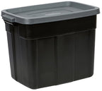 Rubbermaid 6-Pack Heavy Duty Durable 3 GAL Totes for Storage with Snap Lids and Handles, Plastic Storage Bins Stackable Black Gray for Home and Garage (3 GAL - 6 Pack Solid Black and Grey) - size: 3 Gal - 6 Pack