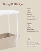 VASAGLE LILEA Collection - Side End Table with Fabric Basket, Modern Nightstand, Rectangular Bedside Table, for Living Room, Bedroom, Matte White and Camel Brown ULET230W10 - color: Matte White + Camel Brown, size: Rectangular + 1 pack