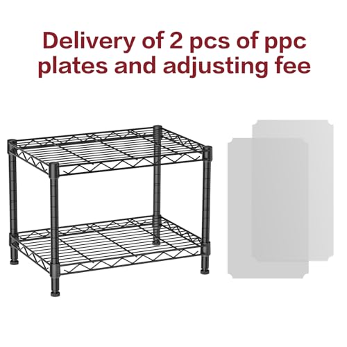 SINGAYE 2 Small Wire Shelves Kitchen Pantry Close Home Organizers and Storage Bathroom Shelf Laundry Room Organization Adjustable Book Metal Garage Shelving Unit - color: Black, size: 2-Tier 11.8"D X 17.3"W X 12.2"H