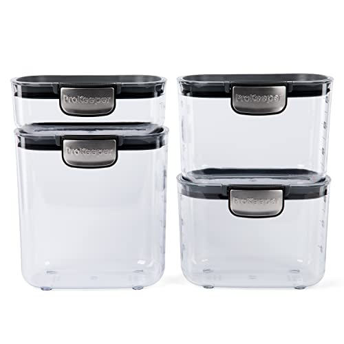 Progressive International ProKeeper+ 4-Piece Clear Plastic Modular Airtight Pantry Food/Snack Kitchen Storage Organization Container Canister Set