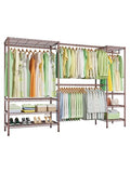 Ulif E11 Heavy-Duty Garment Rack, Metal Freestanding Clothes Rack and Closet Storage Organizer System with 8 Shelves and 4 Hanger Rods, (73.2-97.6)" W x 14.5" D x 71.2" H, Load 1034 LBS, Bronze - color: Bronze