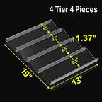Jadehom 19 x 13 Inches Spice Drawer Organizer, 4 Tier Clear Acrylic Expandable In-Drawer Seasoning Jars Rack, Kitchen Drawer Spice Insert Tray for Cabinet/Countertop - size: 4 Pcs x 13 inch Width