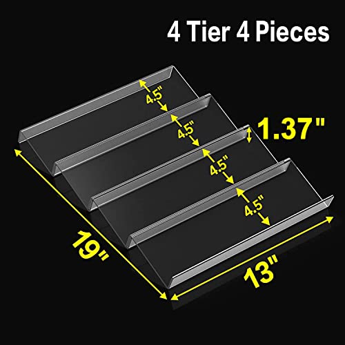 Jadehom 19 x 13 Inches Spice Drawer Organizer, 4 Tier Clear Acrylic Expandable In-Drawer Seasoning Jars Rack, Kitchen Drawer Spice Insert Tray for Cabinet/Countertop - size: 4 Pcs x 13 inch Width