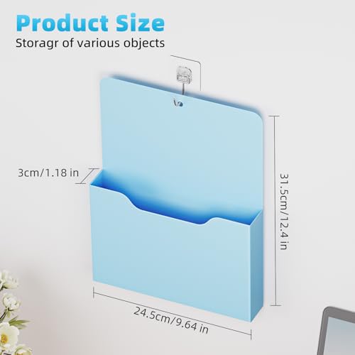 Magnetic File Holder - Magnetic Paper Holder, Pocket Organizer Office Supplies Storage Mail Organizer for Notebooks,Planners,Letter (Blue) - color: Blue Holder-L