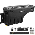 VEVOR Truck Bed Storage Box, Lockable Lid, Waterproof ABS Wheel Well Tool Box 6.6 Gal/20 L with Password Padlock, Compatible with Tundra 2007-2021, Driver Side, Black - size: Driver Side, style: Toyota Tundra