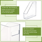 12 Pcs Clear Acrylic Magazine File Holder Plastic Desk Organizer with Handle Basics Vertical Magazine Rack Desk Folder Document Storage Organizer for Home Office School Work Study Desktop Supplies