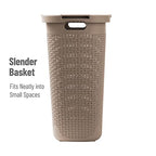 Mind Reader Slim Laundry Hamper with Lid, 60L Tall Clothes Basket, Narrow Tapered Design for Bathrooms, Closets and Laundry Rooms, Plastic, 2 Pack