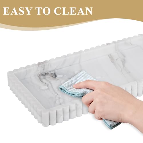 Silicone Bathroom Tray Small Vanity Organizer Rectangle Sink Caddy Sponge Holder Kitchen Counter Decor for Dish Soap, Perfume, Candle, Marble - color: Marble Gray