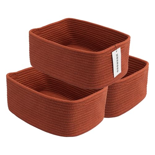 XUANGUO Small Woven Storage Baskets 12“X8”X5“ Decorative Rope Bins for Organizing Shelves, Closets, and Toys, Empty Gift Baskets, Cute Organizer Basket for Home and Office (rustic, regular) - color: rustic, size: regular