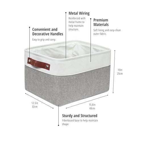 DECOMOMO Storage Bins, Extra Large Fabric Storage Baskets for Shelves, Decorative Linen Closet Organizer, 15.8 x 12.5 x 10 inches (Grey & White, 4 Pack) - color: Grey and White, size: Extra Large/4P
