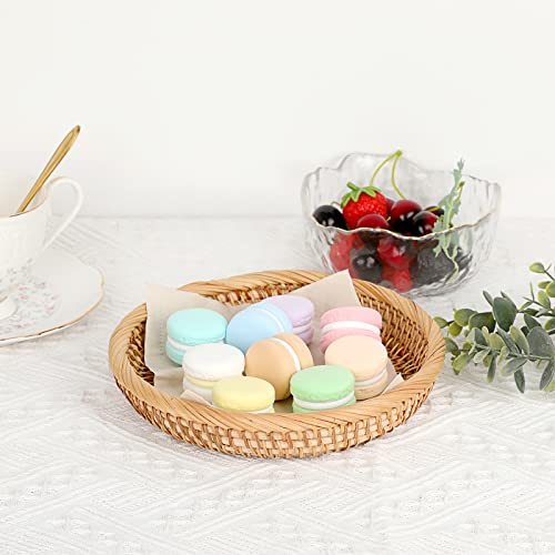 Hipiwe Small Round Keys Basket Bowl for Entryway 8.6" Hand-woven Wicker Storage Basket Rattan Decorative Basket Fruit Candy Cake Food Serving Baskets Tray for Keys, Wallet, Cell Phone - color: Natural Color, size: Small, 8.6"