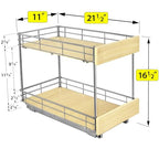 LYNK PROFESSIONAL® SELECT™ Pull Out Cabinet Organizer - 11" x 21" - Slide Out Cabinet Organizer for Kitchens - Sliding Shelves - Pull Out Drawer, Pots and Pans Storage - Lifetime Ltd Warranty - 2 Tier - size: 11" W x 21" D - 2 Tier