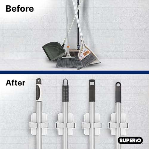 Superio Broom Organizer, Single Plastic Broom & Mop Organizers (Plastic, 16) - size: 16