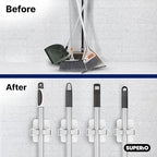 Superio Mop and Broom Holder, Set of 20 Single Piece Hooks, White Plastic Wall Mount Cleaning Storage Tool Organizer, Heavy-Duty Hook for Kitchen, Closet Garage, and Office - size: 20