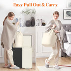 Lifewit Double Laundry Hamper with Lid and Removable Laundry Bags, Large Collapsible 2 Dividers Dirty Clothes Basket with Handles for Bedroom Laundry Room Closet Bathroom College, 136L White&Black - color: White&black, size: 136L