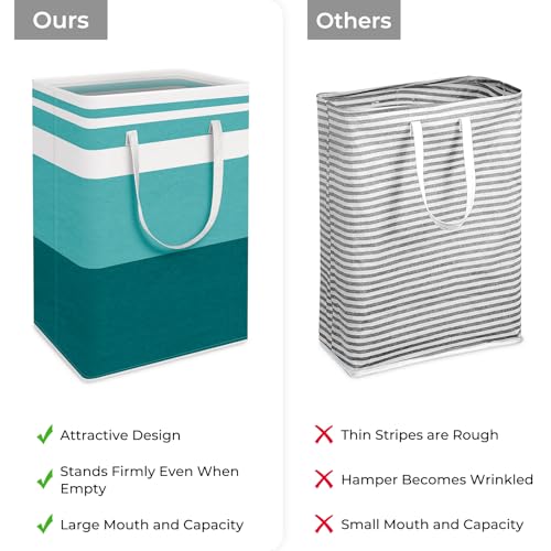 HomeHacks 2-Pack Large Laundry Basket, Waterproof, Freestanding Laundry Hamper, Collapsible Tall Clothes Hamper with Extended Handles for Clothes Toys in the Dorm and Family (Green, 75L) - color: Green, size: 75L