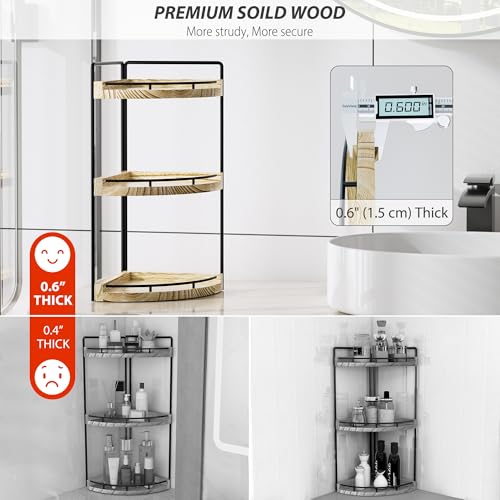Corner Bathroom Counter Organizer, 3 Tier Bathroom Storage Countertop for Skincare, Sink Shelf for Kitchen Decor, Vanity, Dresser, Makeup, Gift(Rustic Brown) - color: Rustic