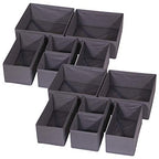 DIOMMELL 12 Pack Foldable Cloth Storage Box Closet Dresser Drawer Organizer Fabric Baskets Bins Containers Divider for Baby Clothes Underwear Bras Socks Lingerie Clothing,Dark Grey 444 - color: Dark Grey