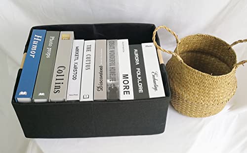 Storage Bin for Shelves Rectangle Closet Baskets Foldable Box with Handles Black Storage Boxes for Home Office Car Dormroom - color: Black