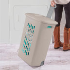 Sterilite 3-Pack Ultra Wheeled Hamper, Plastic Rolling Laundry Basket, Gray Pumice - Portable Clothes Carrier with Flip-Top Lid and Retractable Handle for Home, Apartment, and Dorm - color: Gray Pumice