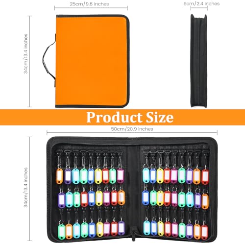 Portable Key Organizer with Handle, Fireproof and Waterproof Key Case, Key Holder with 54 Hooks and Tags Portable Key Storage Book for Offices Real Estate Agencies Hotels and Rental Management - size: 54 keys