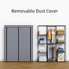 Portable Closet, Wardrobe Closet with 10 Storage Shelves and 2 Hanging Rods, Non-Woven Fabric Cover, 52.4 x 18.1 x 66.6 Inches Closet Organizer for Bedroom, Gray - size: Large