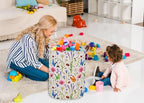 ESSME Kids Laundry Basket,Flower Hamper Collapsible Canvas Waterproof Storage Bin for Form, Nursery Hamper,Gift Baskets,toy bins(Flower cluster) - color: Flower cluster