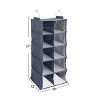 Household Essentials Hanging Cotton Blend and Plastic Closet Shoe Organizer with 10 Storage Compartments, Denim - color: Denim