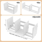 MyGift White Wood Desktop Bookshelf Organizer, Expandable Adjustable Display Shelf Book Rack - color: White