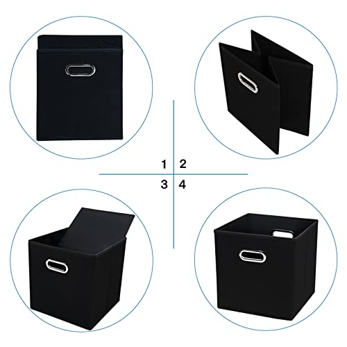 STOREONE Black Fabric Storage Bins Cubes Baskets Containers-(11X11X11) with Dual Handles Cube Storage Organizer Bins for Shelf Closet, Bedroom Organizers, Foldable Set of 3 (Black ) - color: Black, size: 3 pack