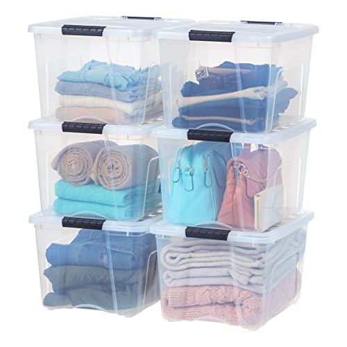 IRIS USA 40 QT Plastic Storage Box with Lid and Latches - 6 Pack - BPA-Free, See-Through Organizing Solution, Durable Nestable Stackable Containers, Secure Pull Handle - Clear - color: Clear, size: 40 Qt, style: 6 Pack