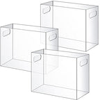 Thenshop 3 Pcs Acrylic File Organizer Acrylic Desktop File Box with Handle Hanging Folder Clear Holder Filing Box for Office Home School Letter Size Folder Storage, 12.2 x 5.5 x 9.4 Inch