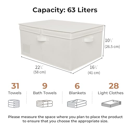 GRANNY SAYS Large Storage Bins with Lids, Decorative Storage Boxes with Double-Lids, Extra Large 63L Closet Organizer for Clothes, Toy Storage Chest, Ivory, 1-Pack - color: Ivory, size: Extra Large - 1 Pack