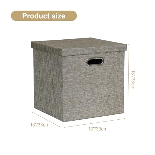 Posprica Storage Bins with Lids,13×13×13 Foldable Storage Cube Baskets Boxes Fabric Drawers for Closet Shelf Cabinet Bookcase,Set of 4,Coffee - color: Coffee, size: 13×13×13/4pcs with lids