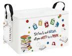 FANKANG Storage Bins, Nursery Hamper Canvas Laundry Basket Foldable with Waterproof PE Coating Large Storage Baskets for Kids Boys and Girls, Office, Bedroom, Clothes,Toys(Rec-Reading ） - color: Rec-Reading