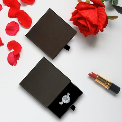 Coobbar Luxury Velvet-Lined Jewelry Gift Box 12-Pack, Compact Drawer Style Organizer for Earrings & Rings, Elegant Bracelet Display Box, Small Jewelry Storage Box, 3.5x3.5x1.26 Inches (Coffee) - color: Coffee