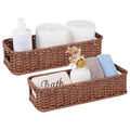 Water-Resistant Toilet Paper Basket: Tank Topper Organizer Brown Handwoven Modern Natural Style - color: Brown, size: small (2-pack)