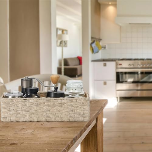 Bidtakay Long Narrow Wicker Baskets Toilet Paper Basket for Shelves 2-Pack Waterproof Imitation Small Wicker Storage Bins for Washroom Closet Boho Decor Baskets for Organizing Grayish Beige - color: Grayish-beige