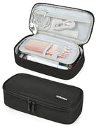 YOKUMA Pencil Case,Large Capacity Pencil Pouch,Aesthetic Zipper Pencil Box, Back to School Supplies for College Student Teen Adults,Travel Essentials,Electronic Cable Organize - color: Black