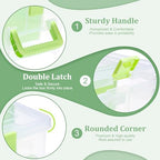 BTSKY Clear Plastic Dividing Storage Box with 4 Deep Compartments Adjustable Storage Bin with Lid Portable Craft Container Multipurpose Sewing Box Art Supply Organizer, 13.9x7.9x6.2 Inches, Green - size: 13.9x7.9x6.2 Inches-Green