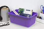 Storex Small Cubby Bins – Plastic Storage Containers for Classroom, 12.2 x 7.8 x 5.1 inches, Purple, 5-Pack (62419U05C) - color: Purple, style: Bin Only