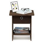 Furinno Dario End Table / Side Table / Night Stand / Bedside Table with Bin Drawer, 1-Pack, Columbia Walnut/Dark Brown - color: Columbia Walnut/Dark Brown, size: 1-Pack, Upper Bin