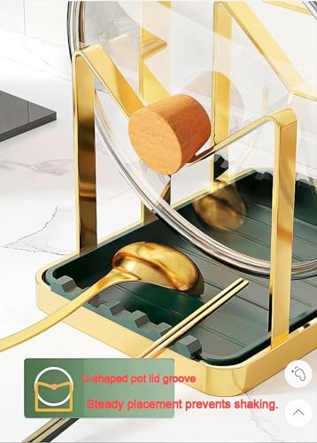 Lid Stand Lid Organizer Pot Lid Rack Holder for Utensils in Kitchen Cabinet Spatula Rack,Cutting Boards,Spoon Storage Gold - style: Horizontal