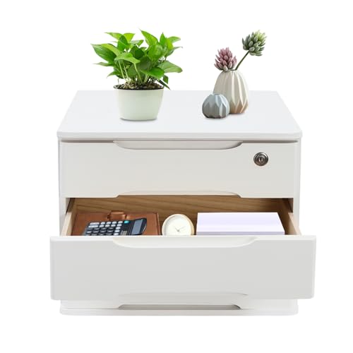 3-Tier Desk Organizer with Lockable Drawers,1 Locks & 2 Keys, Wooden Desktop Storage Box, Categorized Storage Desktop File Cabinet(White) - color: White-3 Tiers